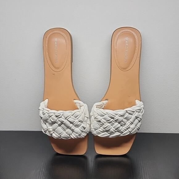 MARC FISHER SQUARE TOE SLIDES CRISS CROSS RIBBON THICK LEATHER BOTTOMS W.SIZE 10 - Picture 14 of 16